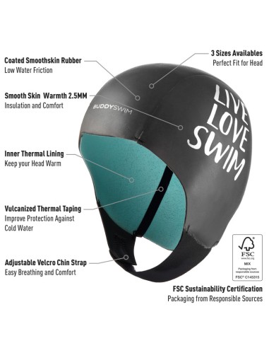 Buddyswim Neoprene Cap Smooth Skin 2.5mm